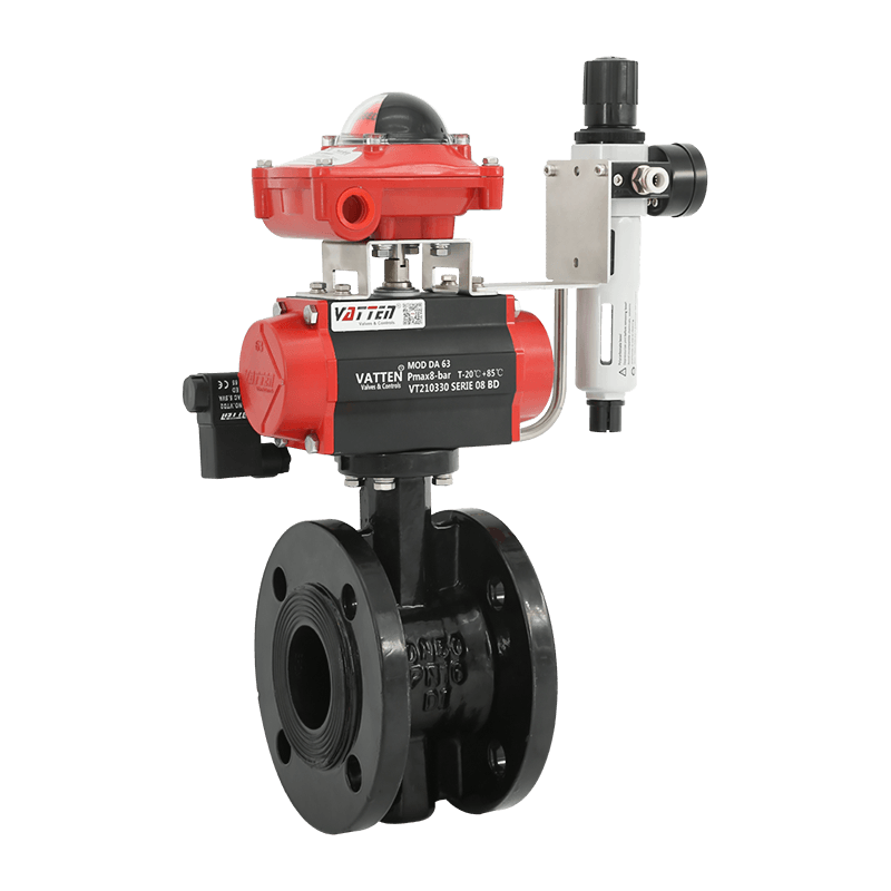 Pneumatisk spjeldventil med flens