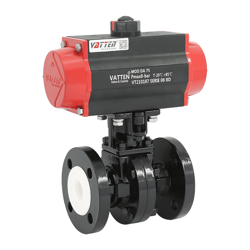 Pneumatisk fluorforet kuleventil med flens